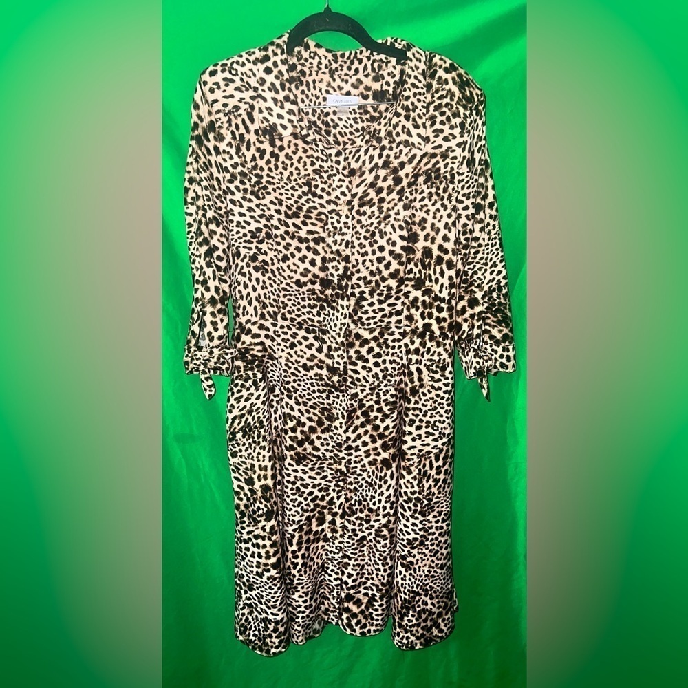 Calvin Klein Leopard Print Women's Dress size 12- MISSING BELT